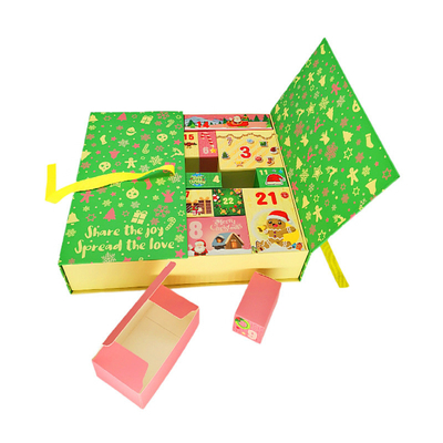 Pantone Color Christmas Gift Box العد التنازلي التقويم قدوم مربع للمكفوفين
